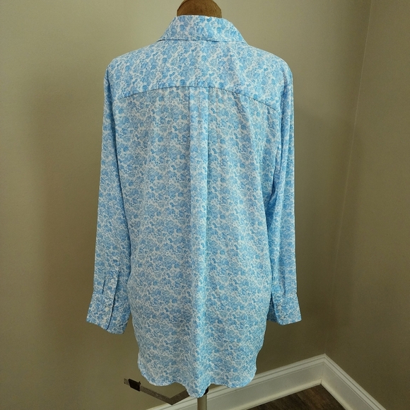 Levis size XL blouse top vintage floral blue and white longsleeve button up - Picture 2 of 8